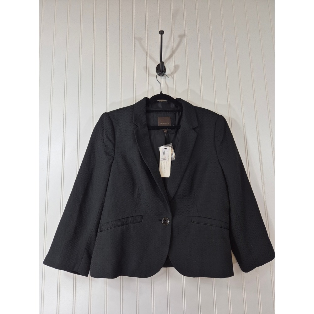 NWT The Limited Black Textured Jacquard Single Button Blazer Large Y2K  90s